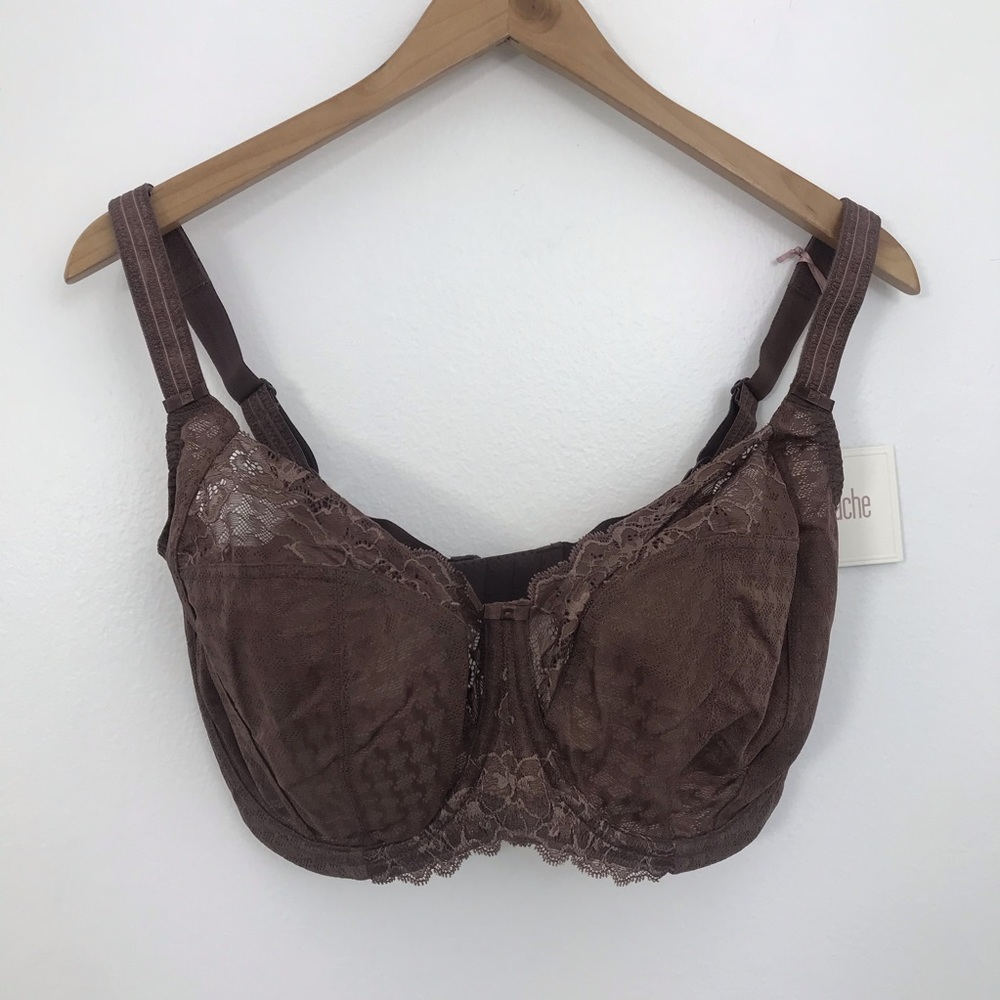 Panache Bra Envy Full Cup Bra Lace Mesh Unlined Underwire Support Women's 36G